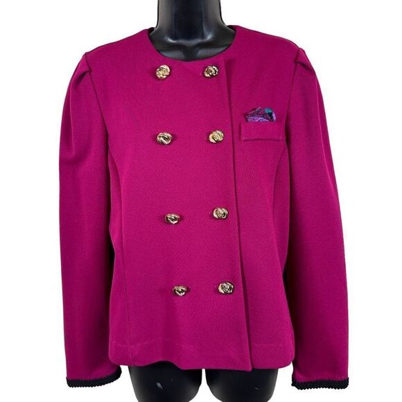 Vintage Manikin Fusia Double Breasted Crewneck Blazer Size 4 - Picture 1 of 9